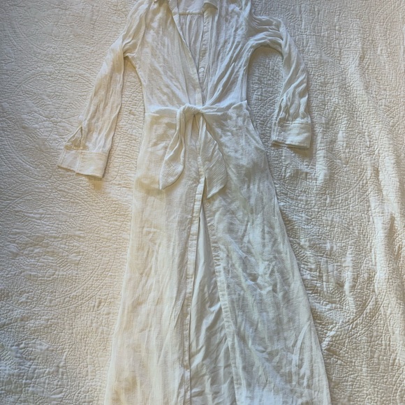 BROCHU WALKER The Madsen Maxi Dress White Tie Front Size Medium - Picture 4 of 7